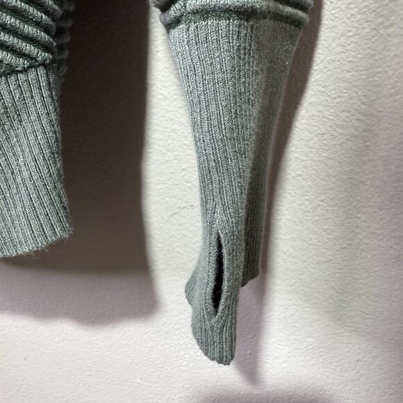 OFFLINE by Aerie Ribbed Half Zip Sweater Green Striped Thumbholes XL Pullover - Picture 3 of 9